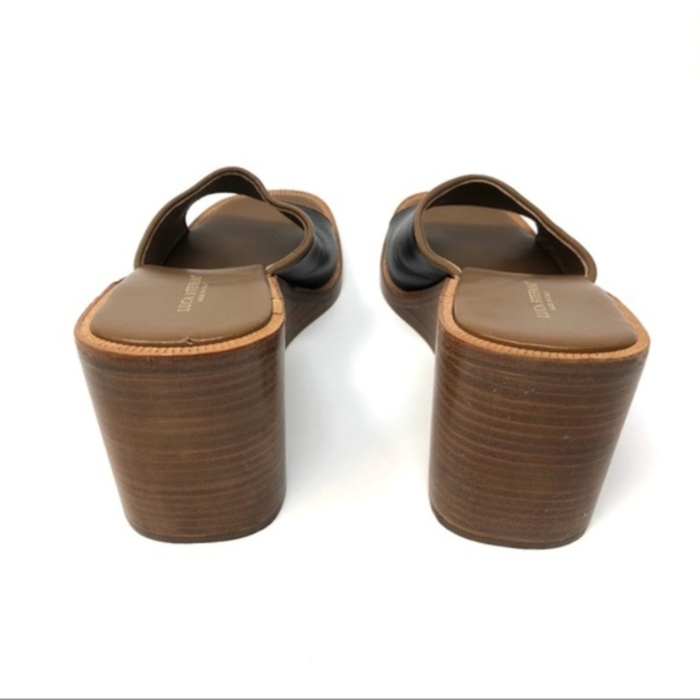 Luca Stefani Black Brown Wedge Leather Sandals Made in Italy - Picture 5 of 8